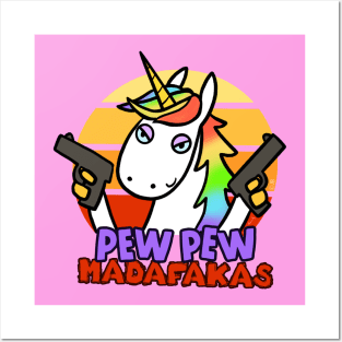 Pew Pew - Unicorn with guns Posters and Art